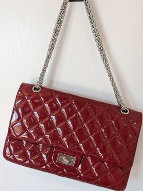 Chanel Red 2.55 Reissue Quilted Patent Leather Crossbody Flap Bag